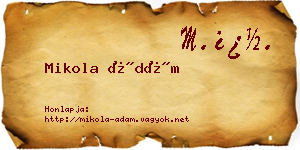 Mikola Ádám névjegykártya
