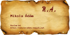 Mikola Ádám névjegykártya